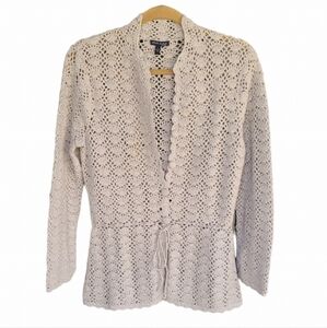 Anne Klein Boho Cardigan Size L Taupe Shimmer